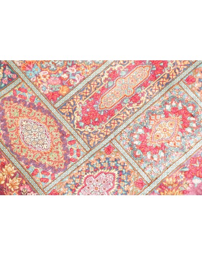 Tappeto Ghom seta Persia marrone grigio 60x94