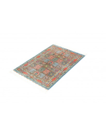 Tappeto Ghom seta Persia beige azzurro 60x88