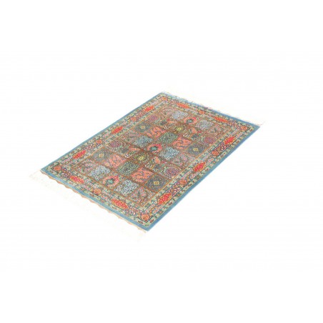 Tappeto Ghom seta Persia beige azzurro 60x88