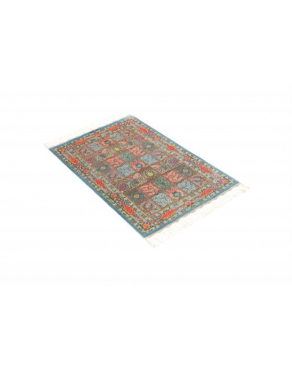 Tappeto Ghom seta Persia beige azzurro 60x88