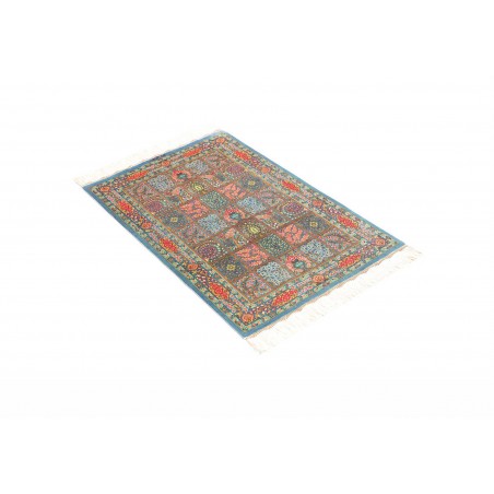 Tappeto Ghom seta Persia beige azzurro 60x88