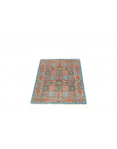 Tappeto Ghom seta Persia beige azzurro 60x88