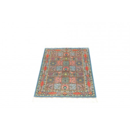 Tappeto Ghom seta Persia beige azzurro 60x88