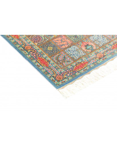 Tappeto Ghom seta Persia beige azzurro 60x88