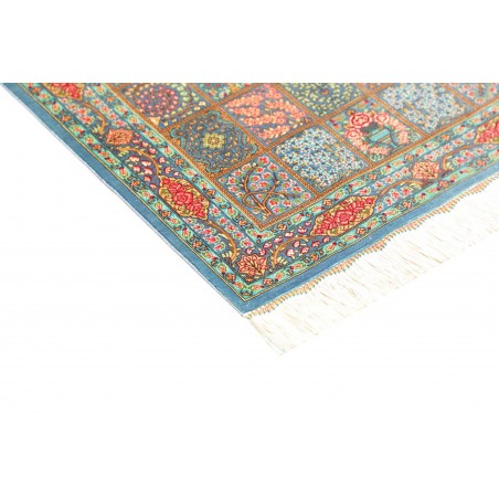 Tappeto Ghom seta Persia beige azzurro 60x88