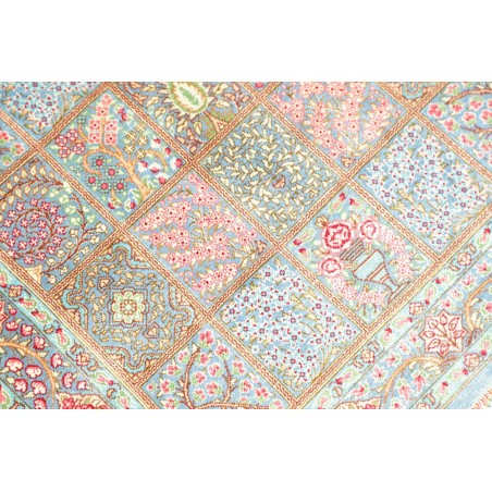 Tappeto Ghom seta Persia beige azzurro 60x88