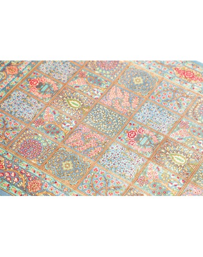 Tappeto Ghom seta Persia beige azzurro 60x88