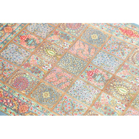 Tappeto Ghom seta Persia beige azzurro 60x88