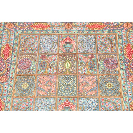 Tappeto Ghom seta Persia beige azzurro 60x88