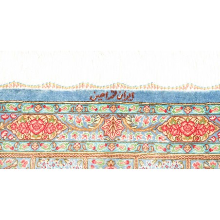 Tappeto Ghom seta Persia beige azzurro 60x88