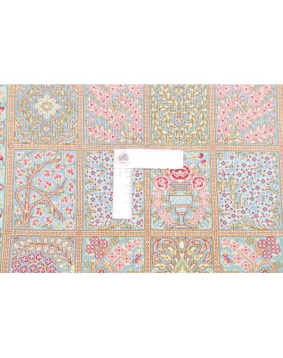 Tappeto Ghom seta Persia beige azzurro 60x88