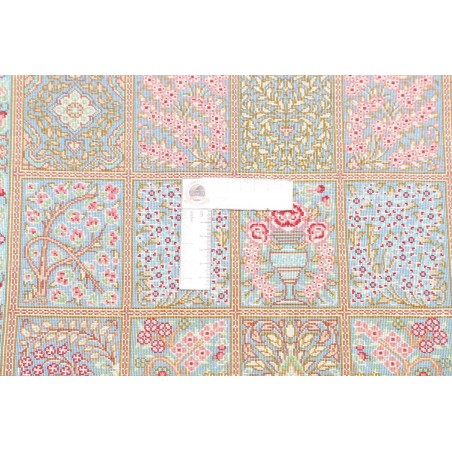 Tappeto Ghom seta Persia beige azzurro 60x88