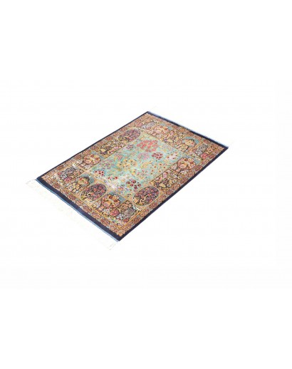 Tappeto Ghom seta Persia bianco grigio 60x91