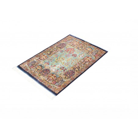 Tappeto Ghom seta Persia bianco grigio 60x91