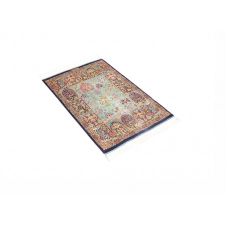 Tappeto Ghom seta Persia bianco grigio 60x91