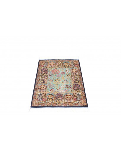 Tappeto Ghom seta Persia bianco grigio 60x91