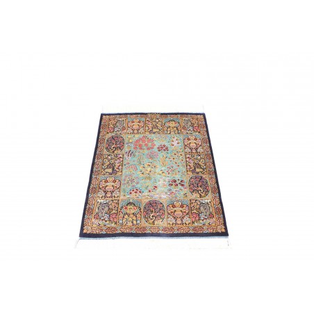 Tappeto Ghom seta Persia bianco grigio 60x91