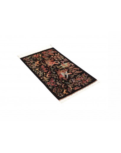 Tappeto Ghom seta Persia giallo bianco 53x87