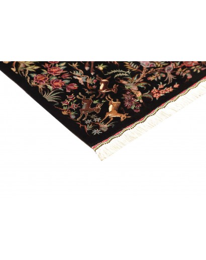 Tappeto Ghom seta Persia giallo bianco 53x87