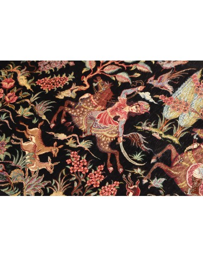 Tappeto Ghom seta Persia giallo bianco 53x87