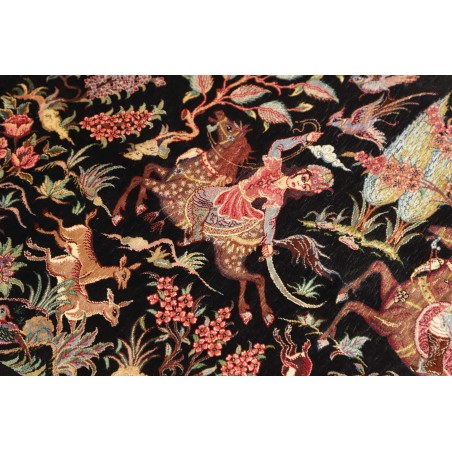 Tappeto Ghom seta Persia giallo bianco 53x87