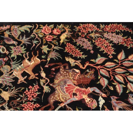 Tappeto Ghom seta Persia giallo bianco 53x87