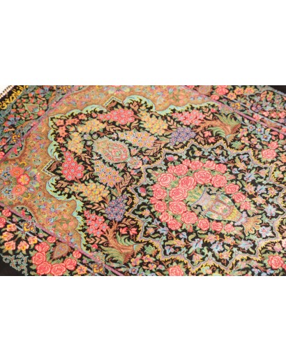 Tappeto Ghom seta Persia marrone beige 62x88