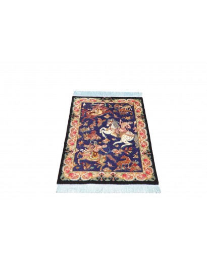 Tappeto Ghom seta Persia beige grigio 57x87