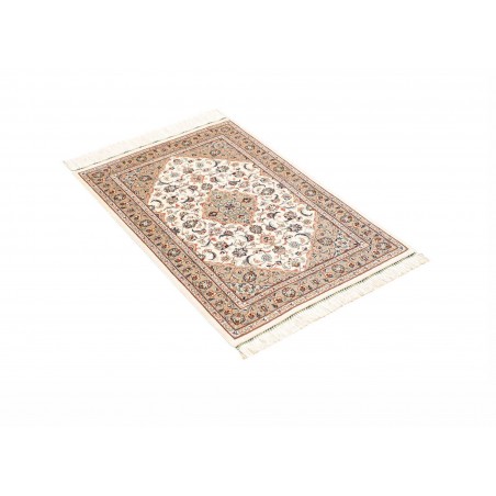 Tappeto Ghom seta Persia bianco marrone 58x86