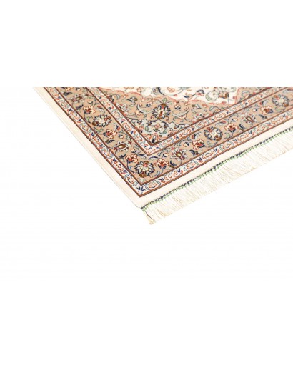Tappeto Ghom seta Persia bianco marrone 58x86