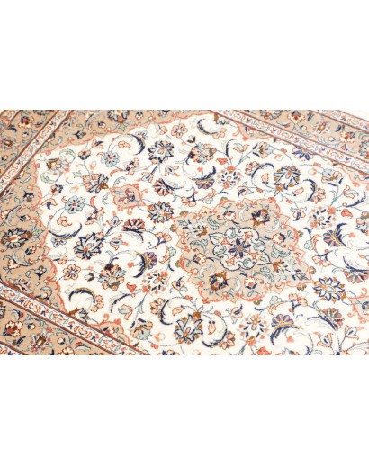 Tappeto Ghom seta Persia bianco marrone 58x86