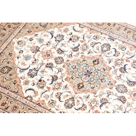 Tappeto Ghom seta Persia bianco marrone 58x86