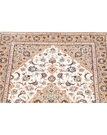 Tappeto Ghom seta Persia bianco marrone 58x86