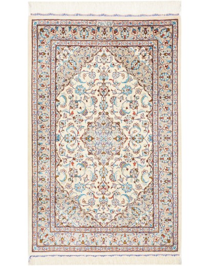 Tappeto Ghom seta Persia bianco grigio 58x92