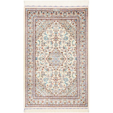 Tappeto Ghom seta Persia bianco grigio 58x92