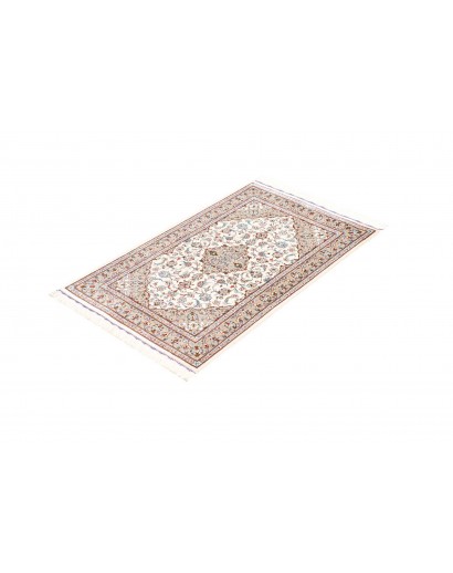 Tappeto Ghom seta Persia bianco grigio 58x92