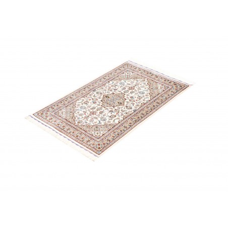Tappeto Ghom seta Persia bianco grigio 58x92