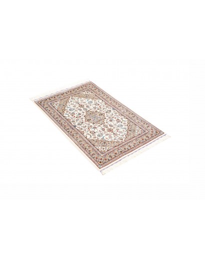 Tappeto Ghom seta Persia bianco grigio 58x92