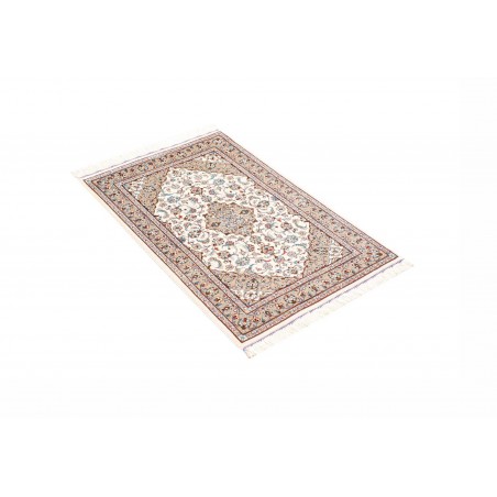 Tappeto Ghom seta Persia bianco grigio 58x92