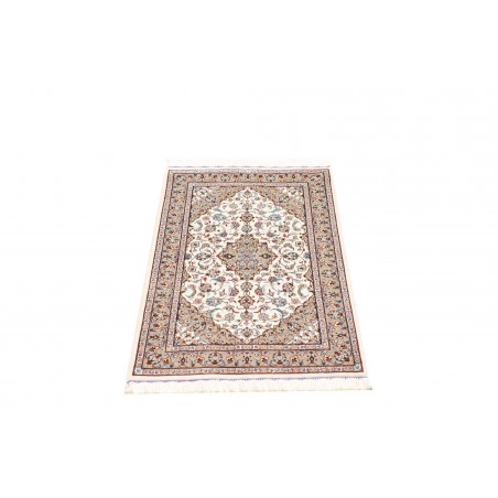 Tappeto Ghom seta Persia bianco grigio 58x92