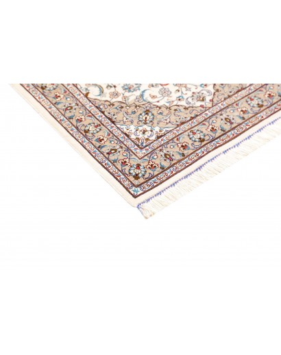 Tappeto Ghom seta Persia bianco grigio 58x92