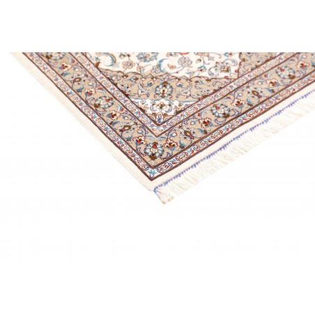 Tappeto Ghom seta Persia bianco grigio 58x92