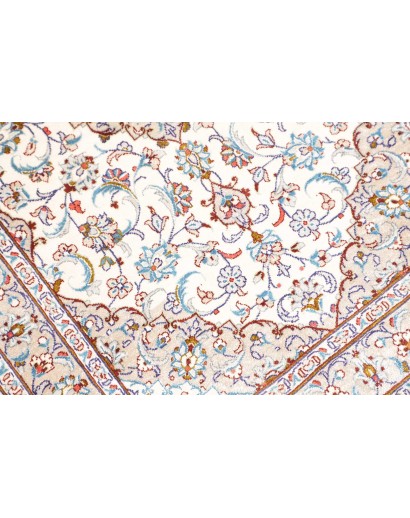 Tappeto Ghom seta Persia bianco grigio 58x92