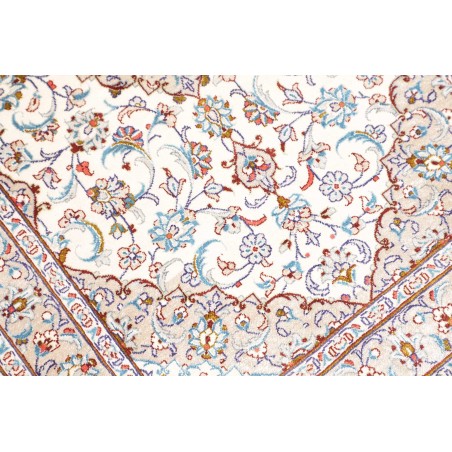 Tappeto Ghom seta Persia bianco grigio 58x92
