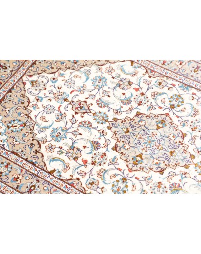 Tappeto Ghom seta Persia bianco grigio 58x92