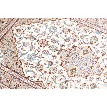 Tappeto Ghom seta Persia bianco grigio 58x92