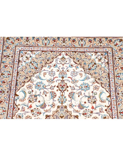 Tappeto Ghom seta Persia bianco grigio 58x92