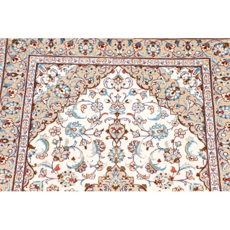 Tappeto Ghom seta Persia bianco grigio 58x92