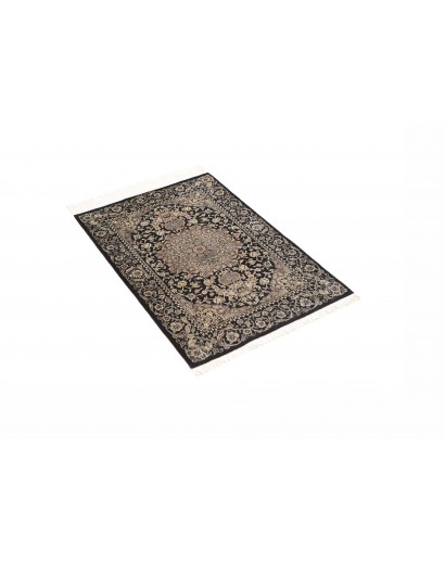 Tappeto Ghom seta Persia grigio azzurro 58x88