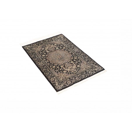 Tappeto Ghom seta Persia grigio azzurro 58x88